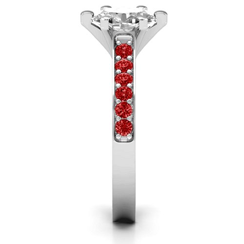 Shining in Love Ring – Sterling Silver with White Premium Zirconia and Garnet