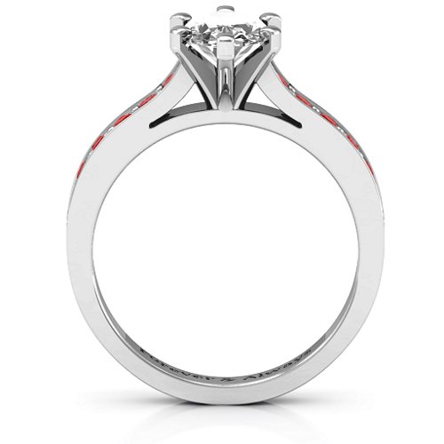 Shining in Love Ring – Sterling Silver with White Premium Zirconia and Garnet