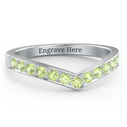 Vanessa Band Ring in 925 Sterling Silver with Peridot