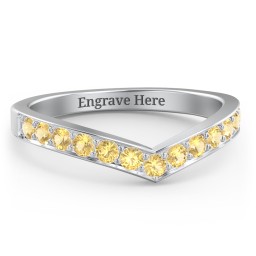 Vanessa Band Ring in 925 Sterling Silver with Citrine