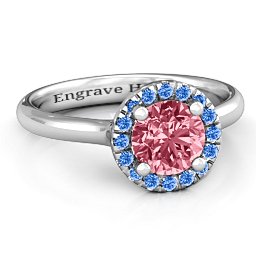 Cherish Her Ring in 10K Solid White Gold with Red Premium Zirconia and Fancy Blue Premium Zirconia