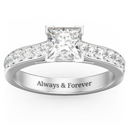 Janelle Princess Cut Ring in 925 Sterling Silver with White Premium Zirconia and Cubic Zirconia
