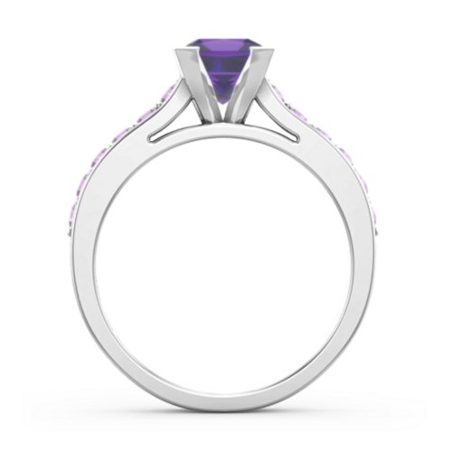 Janelle Princess Cut Ring – Sterling Silver with Amethyst Premium Zirconia and Amethyst