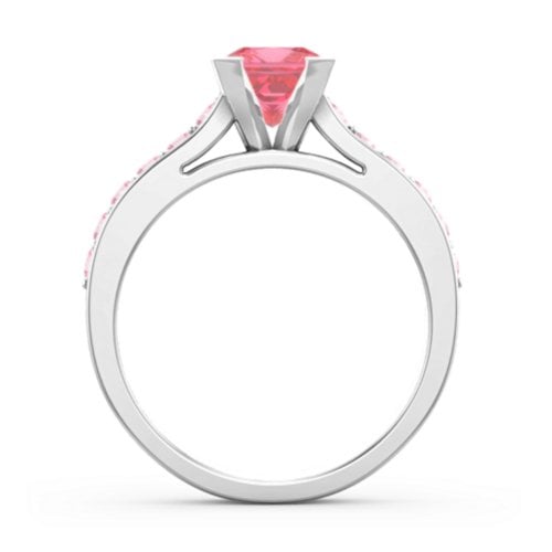 Janelle Princess Cut Ring – Sterling Silver with Fancy Pink Premium Zirconia and Pink Tourmaline