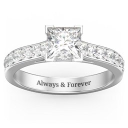 Janelle Princess Cut Ring in 925 Sterling Silver with White Premium Zirconia and Cubic Zirconia