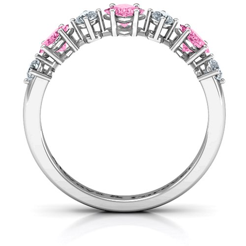 Shape of her Heart Band Ring – Sterling Silver with Pink Tourmaline and Cubic Zirconia