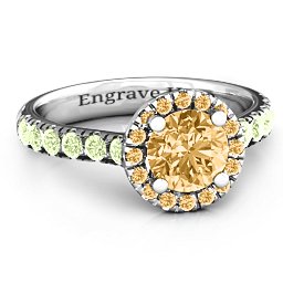 Milana Ring in 925 Sterling Silver with Fancy Yellow Premium Zirconia and Peridot