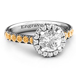 Milana Ring in 925 Sterling Silver with White Premium Zirconia and Citrine