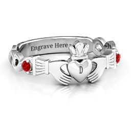 Infinity Claddagh With Side Stones Ring