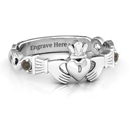 Infinity Claddagh With Side Stones Ring