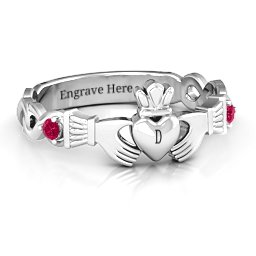 Infinity Claddagh With Side Stones Ring