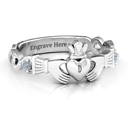 Infinity Claddagh With Side Stones Ring in 925 Sterling Silver with Cubic Zirconia