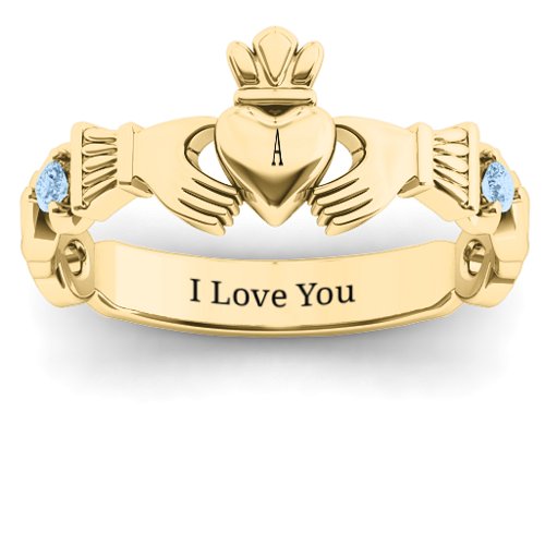 Infinity Claddagh With Side Stones Ring