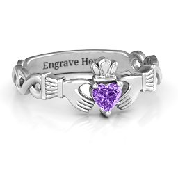 Infinity Claddagh with Heart Stone Ring