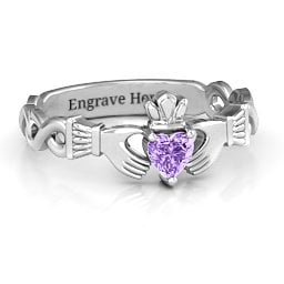 Infinity Claddagh with Heart Stone Ring