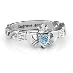 Infinity Claddagh with Heart Stone Ring