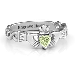 Infinity Claddagh with Heart Stone Ring