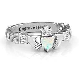 Infinity Claddagh with Heart Stone Ring