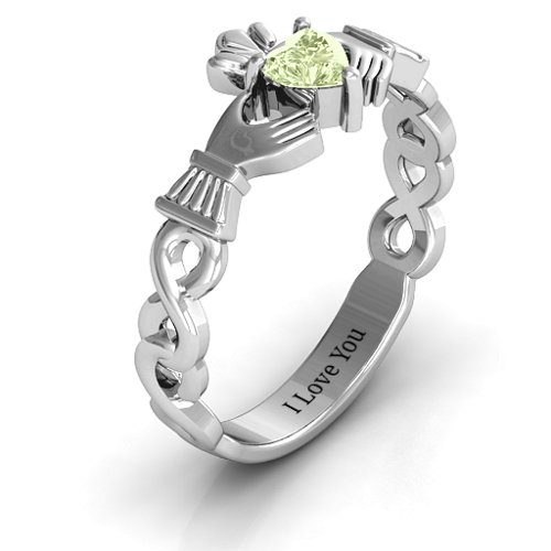 Infinity Claddagh with Heart Stone Ring