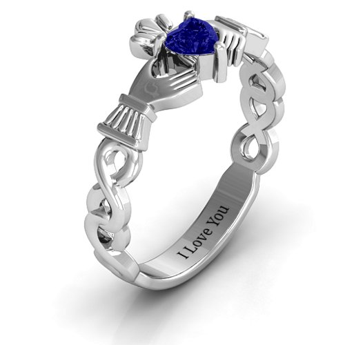 Infinity Claddagh with Heart Stone Ring