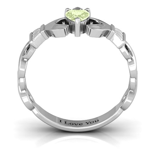 Infinity Claddagh with Heart Stone Ring