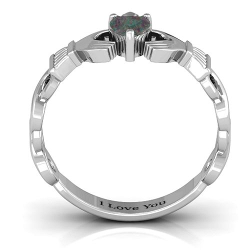Infinity Claddagh with Heart Stone Ring