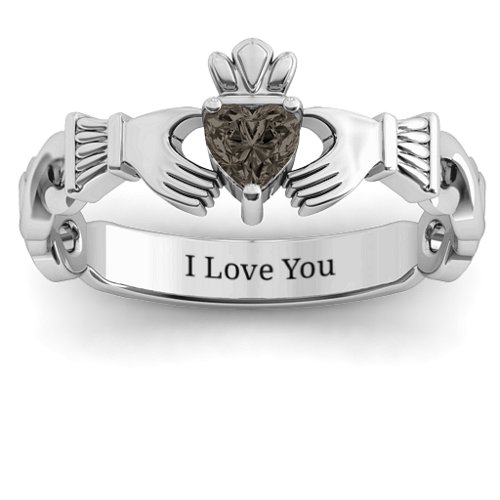 Infinity Claddagh with Heart Stone Ring