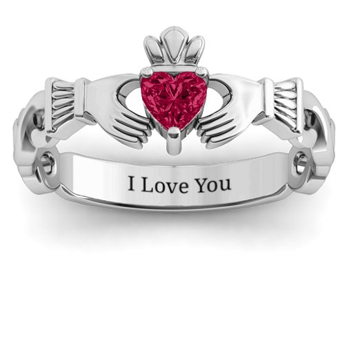 Infinity Claddagh with Heart Stone Ring
