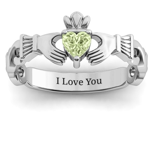 Infinity Claddagh with Heart Stone Ring