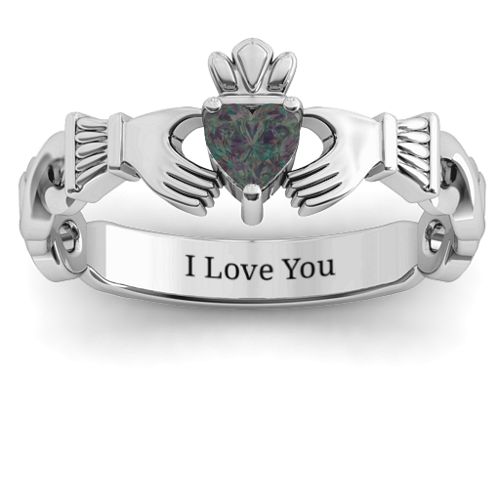 Infinity Claddagh with Heart Stone Ring