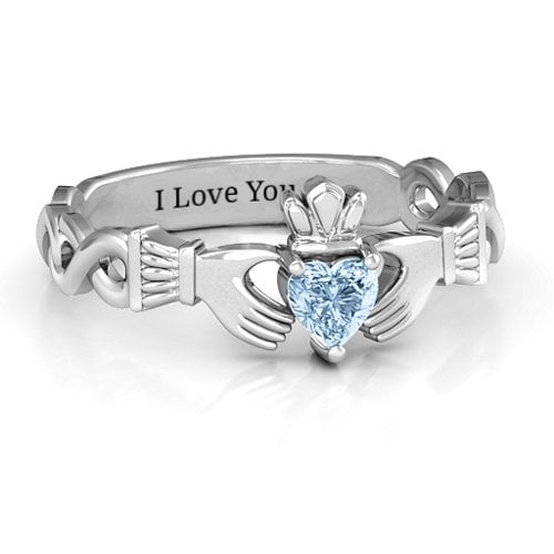 Infinity Claddagh with Heart Stone Ring