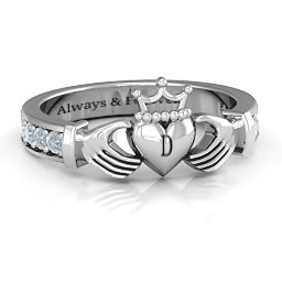 Classic Claddagh Ring with Accents in 925 Sterling Silver with Cubic Zirconia