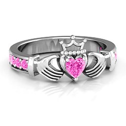 Classic Claddagh Heart Cut Ring with Accents