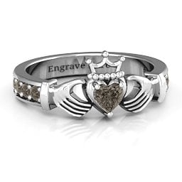 Classic Claddagh Heart Cut Ring with Accents
