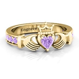 Classic Claddagh Heart Cut Ring with Accents