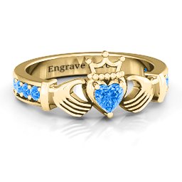 Classic Claddagh Heart Cut Ring with Accents