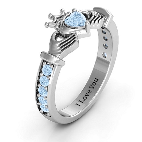 Classic Claddagh Heart Cut Ring with Accents