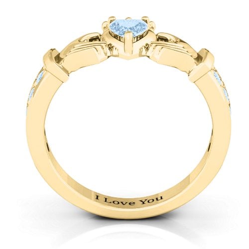 Classic Claddagh Heart Cut Ring with Accents