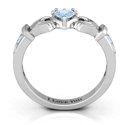 Classic Claddagh Heart Cut Ring with Accents