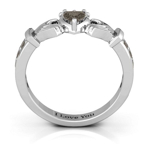 Classic Claddagh Heart Cut Ring with Accents