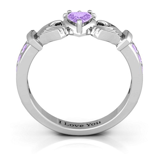 Classic Claddagh Heart Cut Ring with Accents