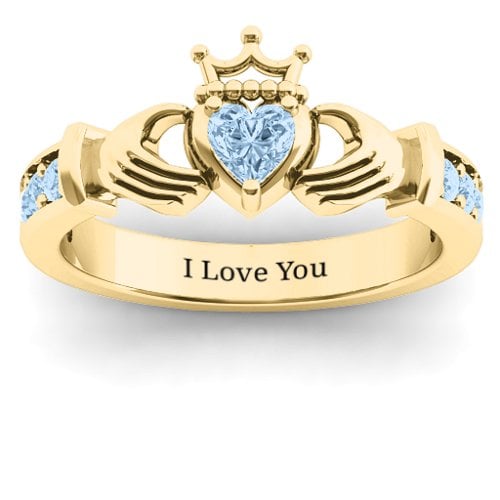 Classic Claddagh Heart Cut Ring with Accents