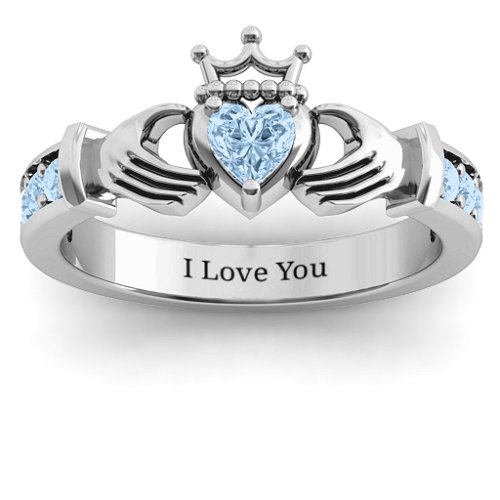 Classic Claddagh Heart Cut Ring with Accents