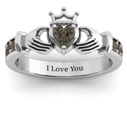 Classic Claddagh Heart Cut Ring with Accents