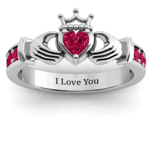 Classic Claddagh Heart Cut Ring with Accents