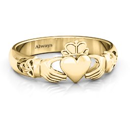 Celtic Knotted Claddagh Ring in 18K Gold Plated Silver