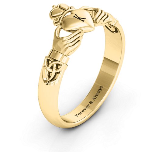 Celtic Knotted Claddagh Ring – 10K Yellow Gold