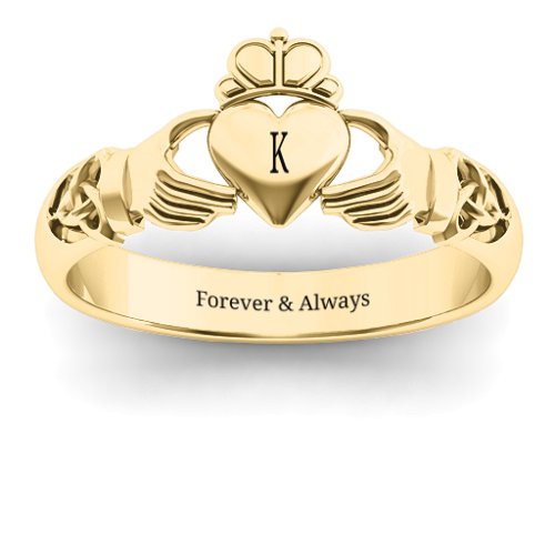 Celtic Knotted Claddagh Ring – 10K Yellow Gold