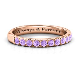 Love All Around Ring in 10K Solid Rose Gold with Amethyst