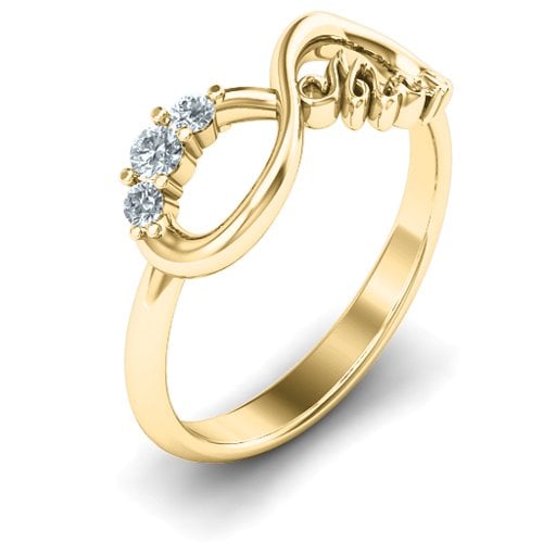 Mom's Infinite Love with Stones Ring – 10K Yellow Gold with Cubic Zirconia